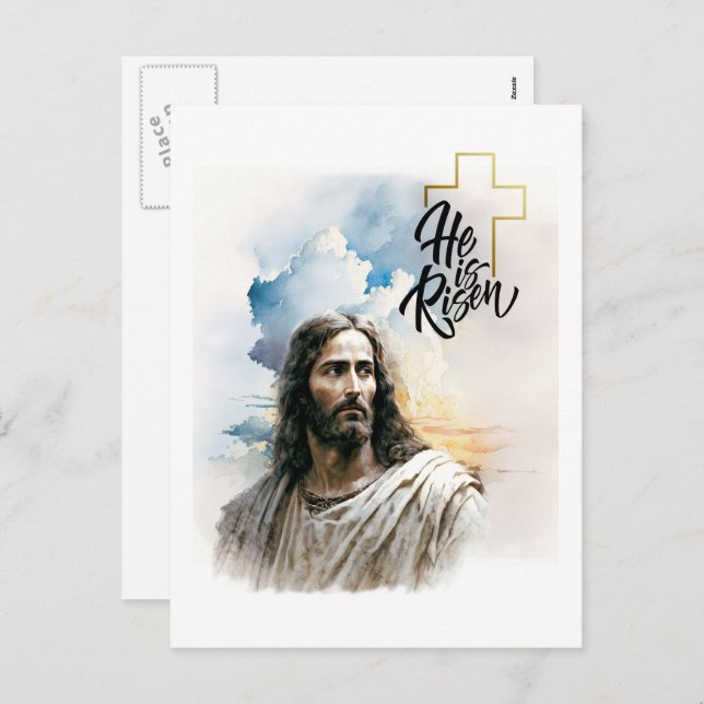  Hi is Risen! Jesus Christ Painting Easter  Holiday Postcard (Front/Back)