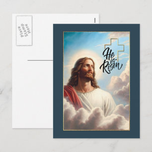 Hi is Risen! Jesus Christ Painting Easter Holiday Postcard