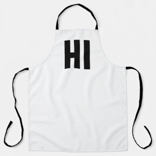 'HI' Modern Minimalist Black and White Apron