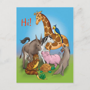 Hi my friends!   Adorable Animals Postcard