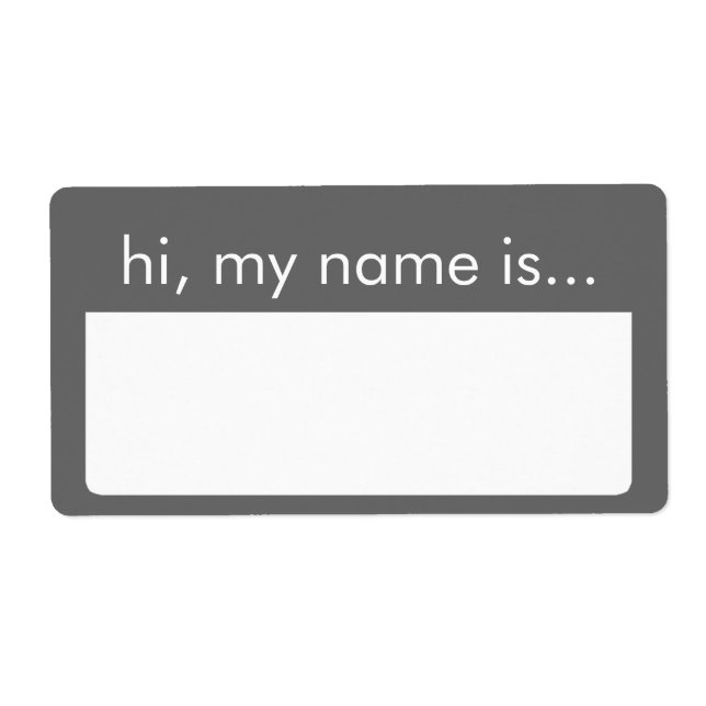Hi, My Name is, Grey Name Tag Labels (Front)