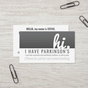 hi parkinsons disease patience pvc badge business card