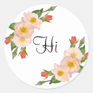 Hi  Pink Roses Floral Classic Round Sticker
