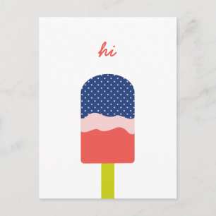 Hi Popsicle in Blue Coral Fun Personalised Script Postcard