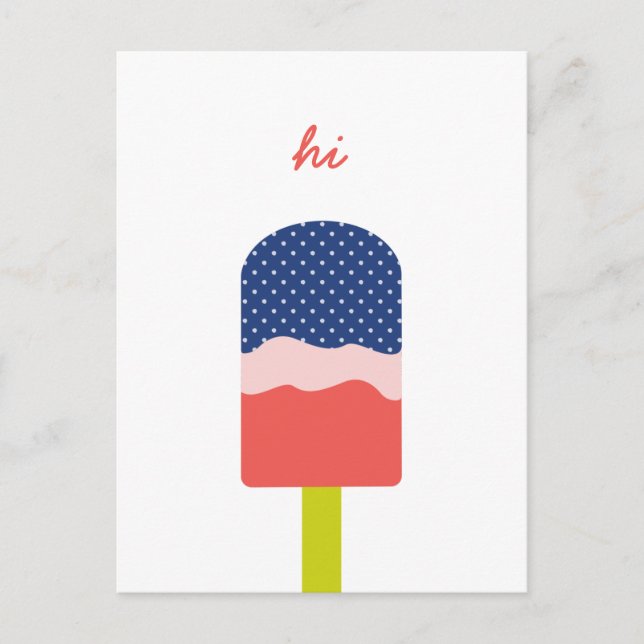 Hi Popsicle in Blue Coral Fun Personalised Script Postcard (Front)
