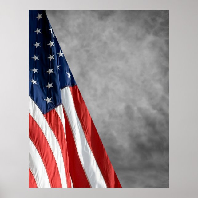 Hi Res COMPACT PHOTO BACKDROP - US Flag Grey Poster (Front)