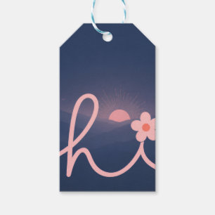 "hi" Script Mountain Sunset Design Gift Tags