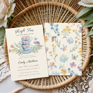 Hi Tea For the Bride Wildflower Bridal Shower Invitation