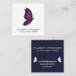 Hi tech butterfly wings fantasy author writer square business card