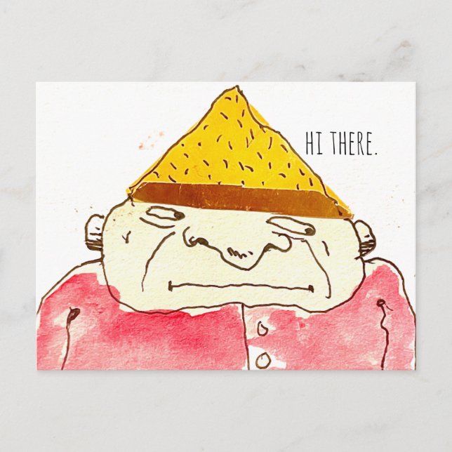 Hi There Weird Strange Cartoon Guy  Postcard (Front)