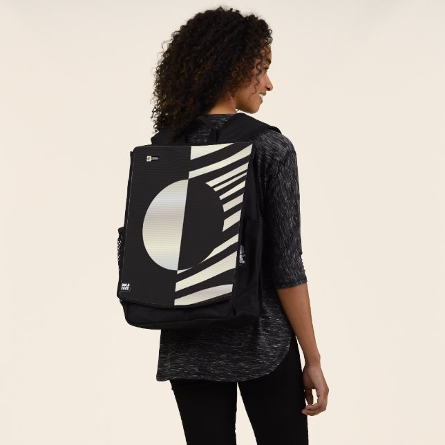 "Hi" Zebra Black/White Stripes Abstract Trendy Backpack (Worn)