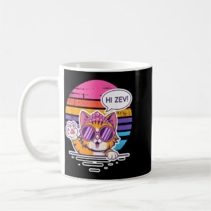 Hi Zev Funny Cat Princess Sunset Sungles Crown Coffee Mug