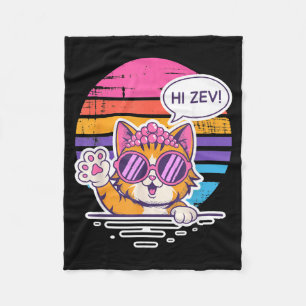 Hi Zev Funny Cat Princess Sunset Sungles Crown Fleece Blanket