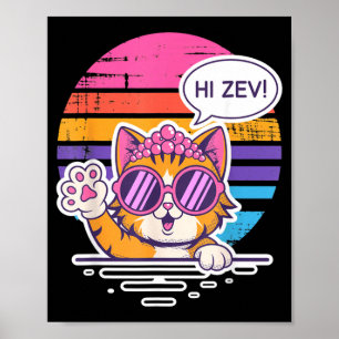 Hi Zev Funny Cat Princess Sunset Sungles Crown Poster