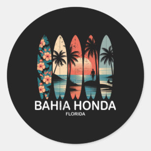 Hia Honda State Park Florida Surfboard Surfing Ret Classic Round Sticker