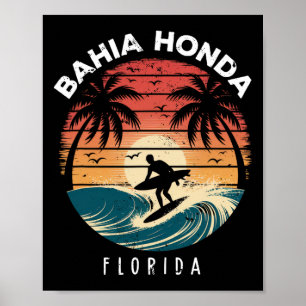 Hia Honda State Park Florida Surfboard Waves Beach Poster
