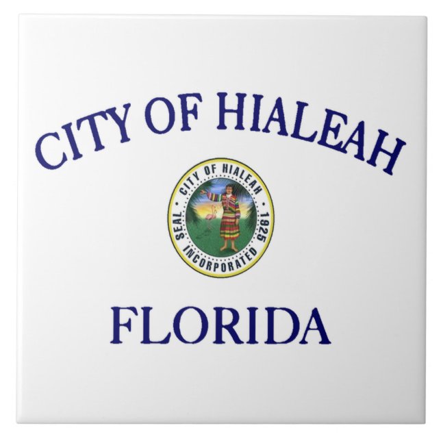 Hialeah city flag ceramic tile (Front)