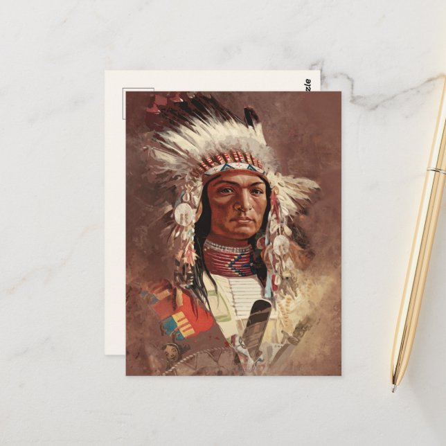 Hiawatha Native American Indian Chief Empty Postcard (Front/Back In Situ)
