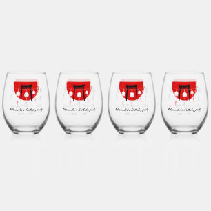 Hibachi Birthday Party Wind Chimes Furin Japanese Stemless Wine Glass