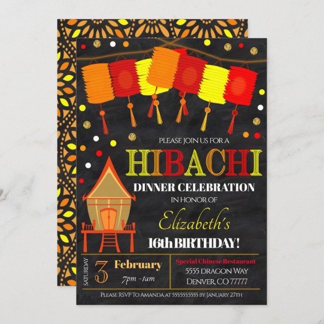Hibachi Dinner Party Invitation (Front/Back)