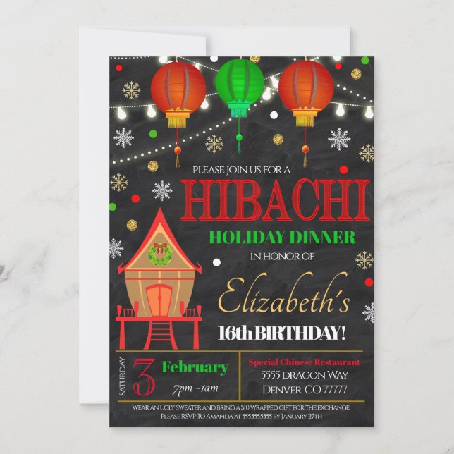 Hibachi Holiday Dinner Party Invitation (Front)
