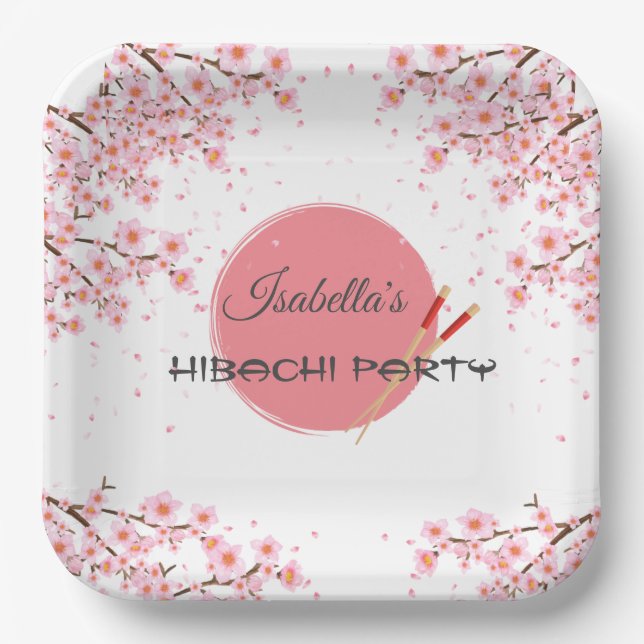 Hibachi Japanese Dinner Birthday Party  Paper Plate (Front)