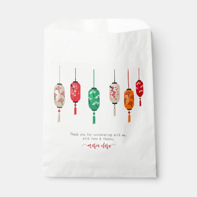 Hibachi Japanese Lanterns Chef Birthday Party Favour Bag (Front)