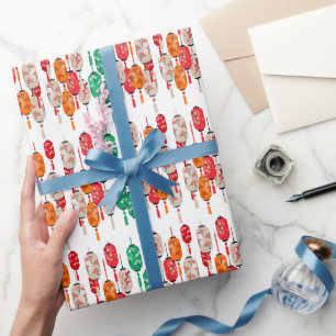 Hibachi Japanese Lanterns Chef Birthday Party Wrapping Paper