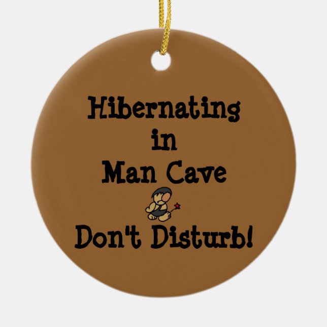 Hibernating in Man Cave Ceramic Tree Decoration (Front)