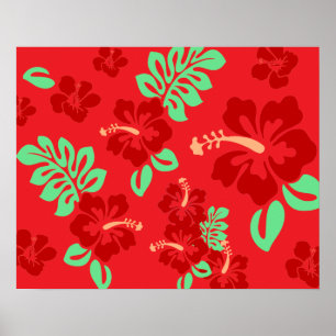Hibicus Flowers Red Tropical Poster