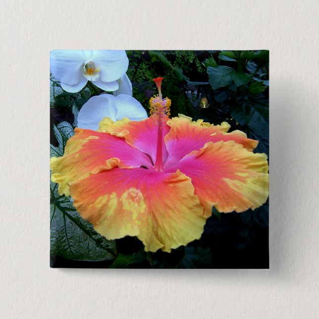 hibiscus 15 cm square badge (Front)