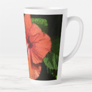 Hibiscus 424 tropical red flower latte mug