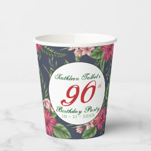 Hibiscus 90th Birthday Party Paper Cup