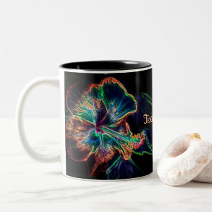 Hibiscus Abstract Flower Art Personalized Two-Tone Coffee Mug