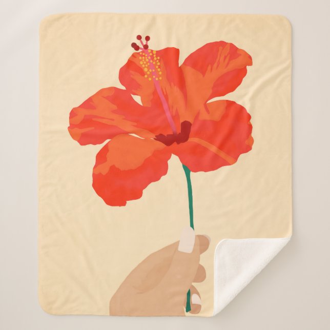 Hibiscus Affection Sherpa Blanket (Front)
