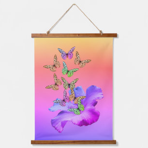 Hibiscus And Butterflies Abstract Hanging Tapestry