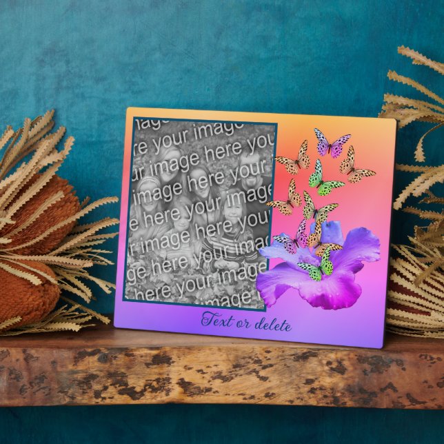 Hibiscus And Butterfly Add Your Photo Personalised Plaque (Side)