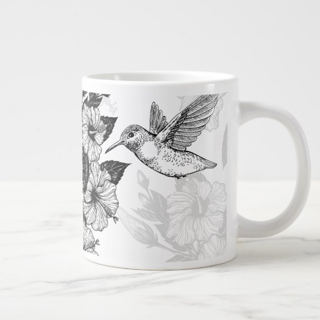 Hibiscus and hummingbird large coffee mug (Right)