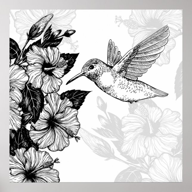 Hibiscus and hummingbird poster (Front)