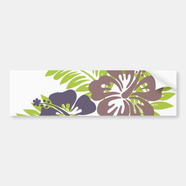 Hibiscus and Leaves Design Bumper Sticker (Front)