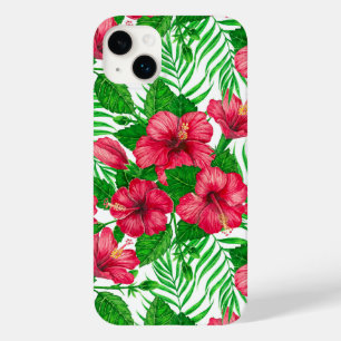 Hibiscus and palm leaves Case-Mate iPhone 14 plus case