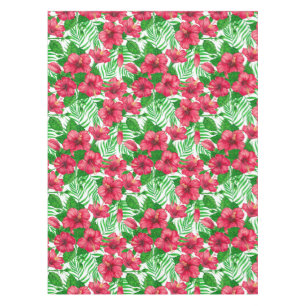 Hibiscus and palm leaves tablecloth