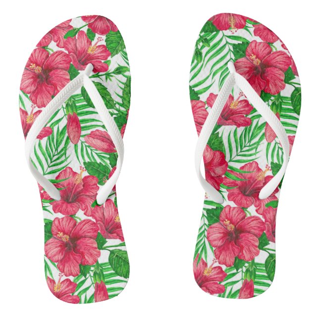 Hibiscus and palm leaves thongs (Footbed)