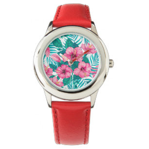 Hibiscus and palm leaves watch