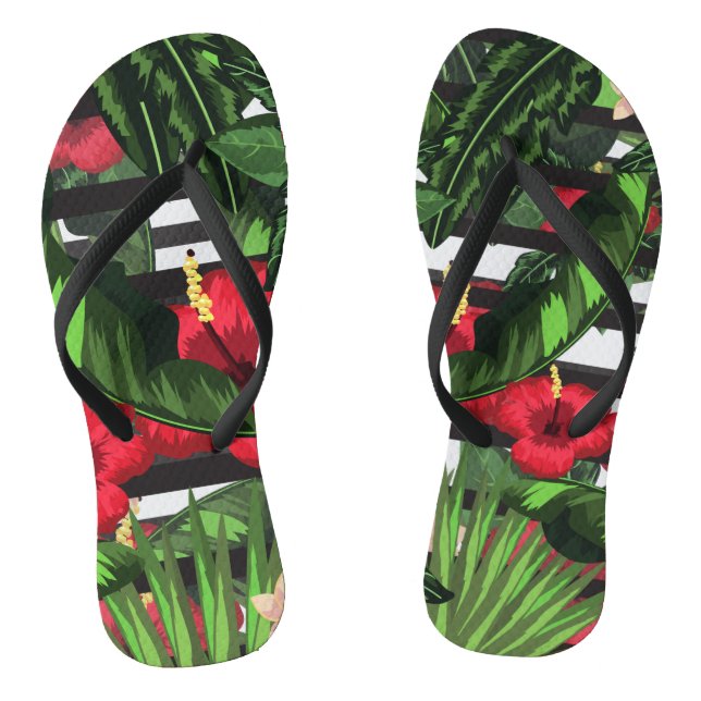 Hibiscus and  Palms Thongs (Footbed)