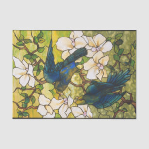 Hibiscus and Parrots Stained Glass Window Tissue Paper