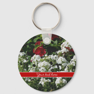 Hibiscus And Phlox Flowers Personalised Key Ring