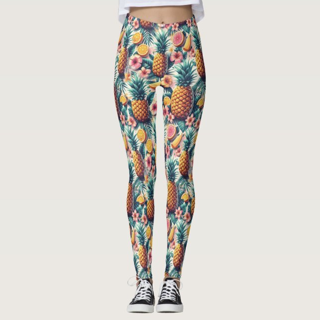 Hibiscus and Pineapple Leggings (Front)