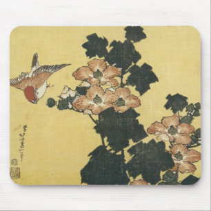 Hibiscus and Sparrow, Hokusai, 1833-34 Mousepad