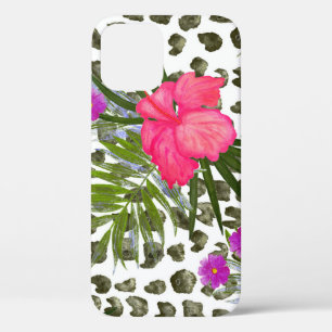 Hibiscus Animal: Watercolor Seamless Pattern. iPhone 12 Case